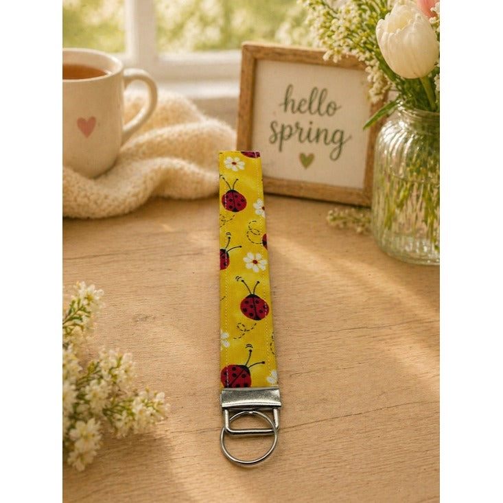Ladybug Yellow Fabric Keychain Wristlet