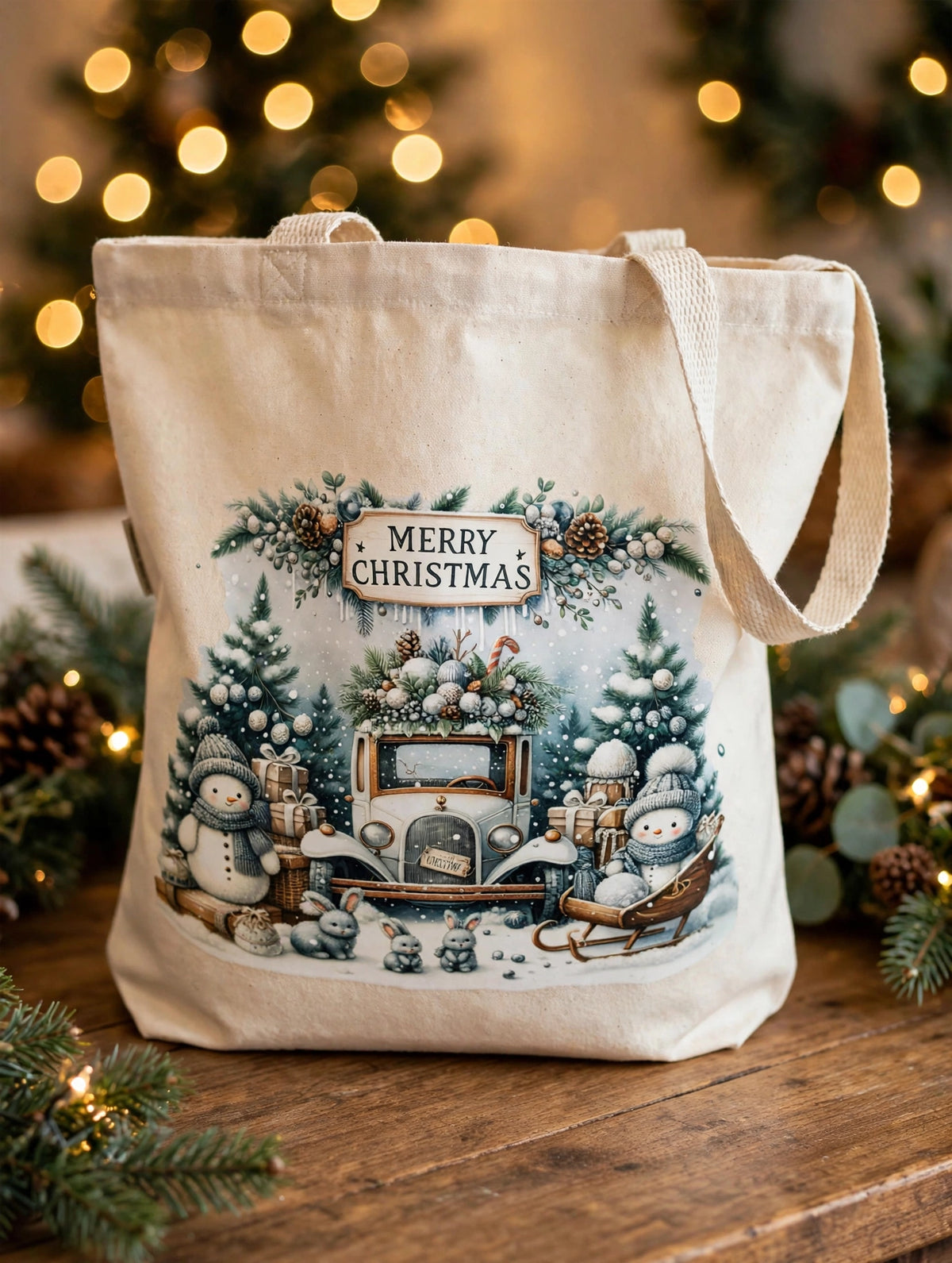 Christmas Canvas Tote Bag Organic Cotton