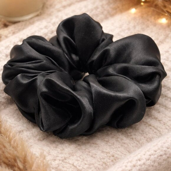 Black Satin XXL Scrunchie