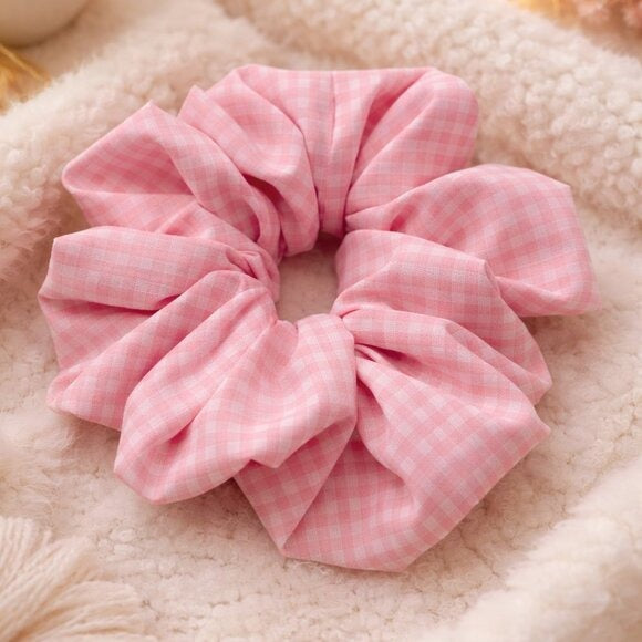 Pink Gingham Cotton XXL Scrunchie