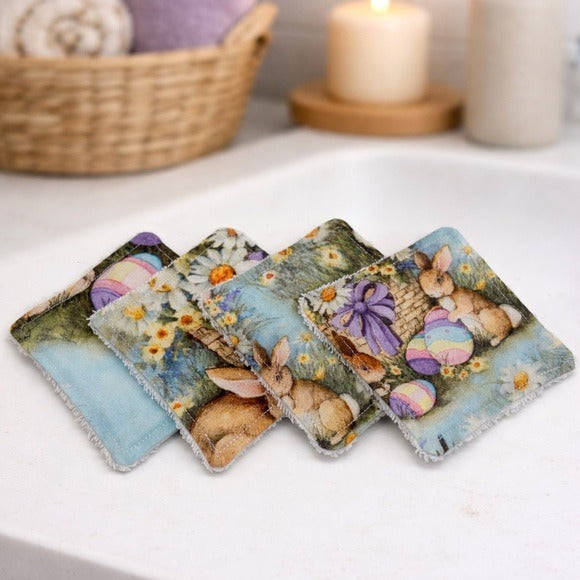 Easter Bunny and Purple Reusable Makeup Remover Pads Set of 8
