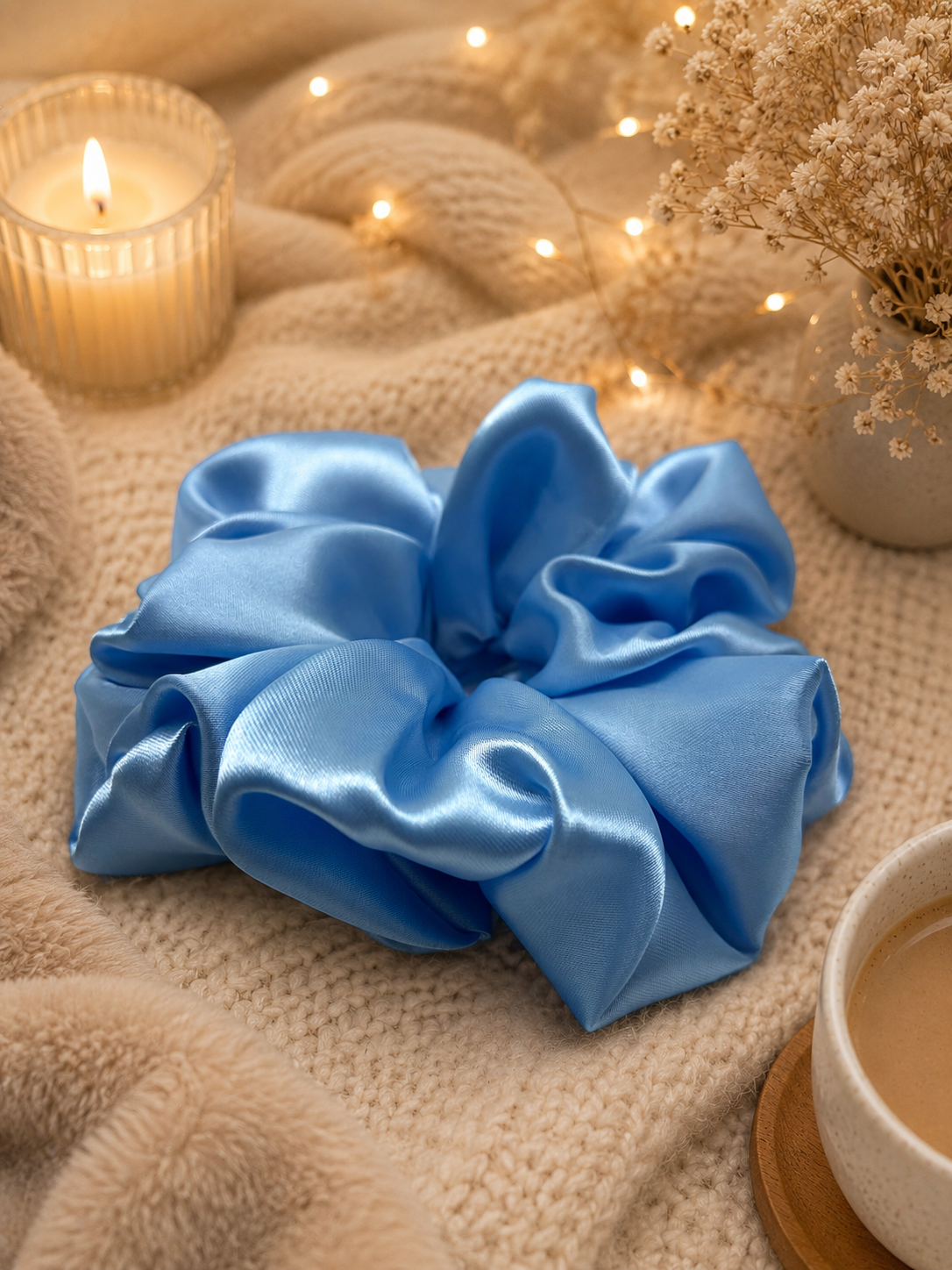 Blue Satin XXL Scrunchie