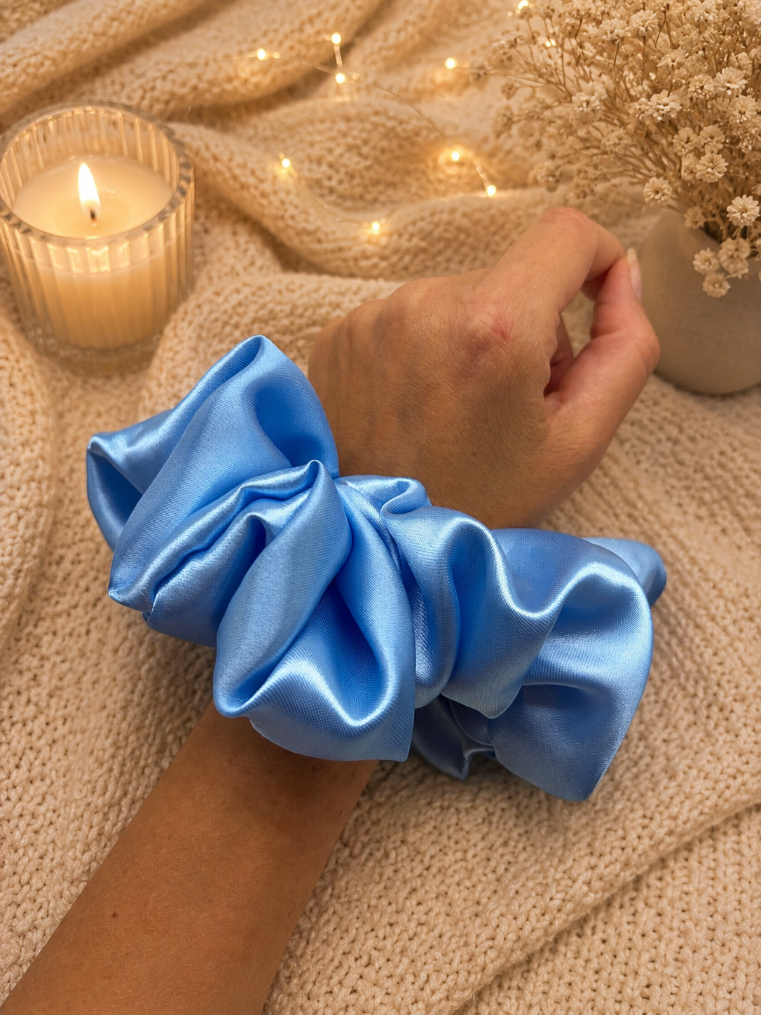 Blue Satin XXL Scrunchie