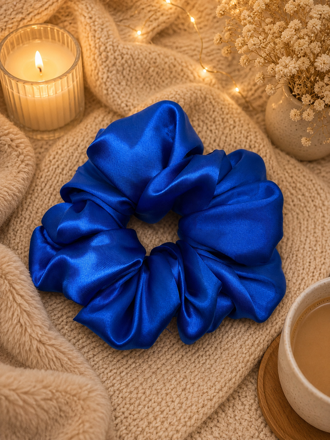 Dark Blue Satin XXL Scrunchie