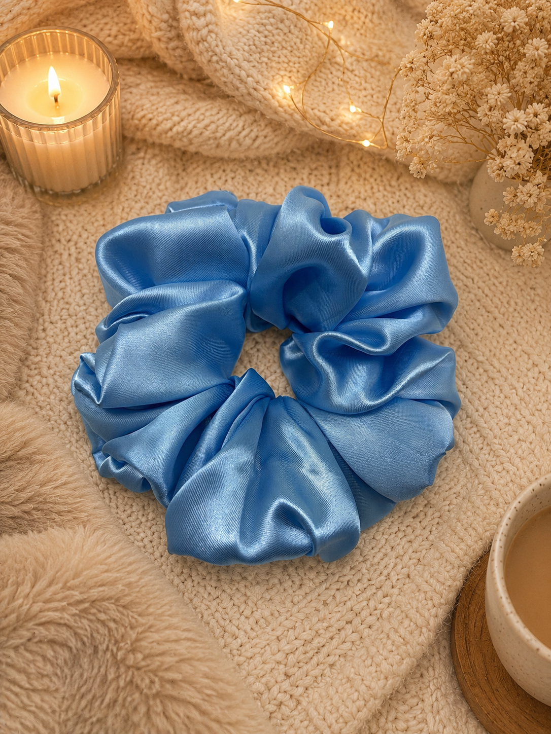 Blue Satin XXL Scrunchie