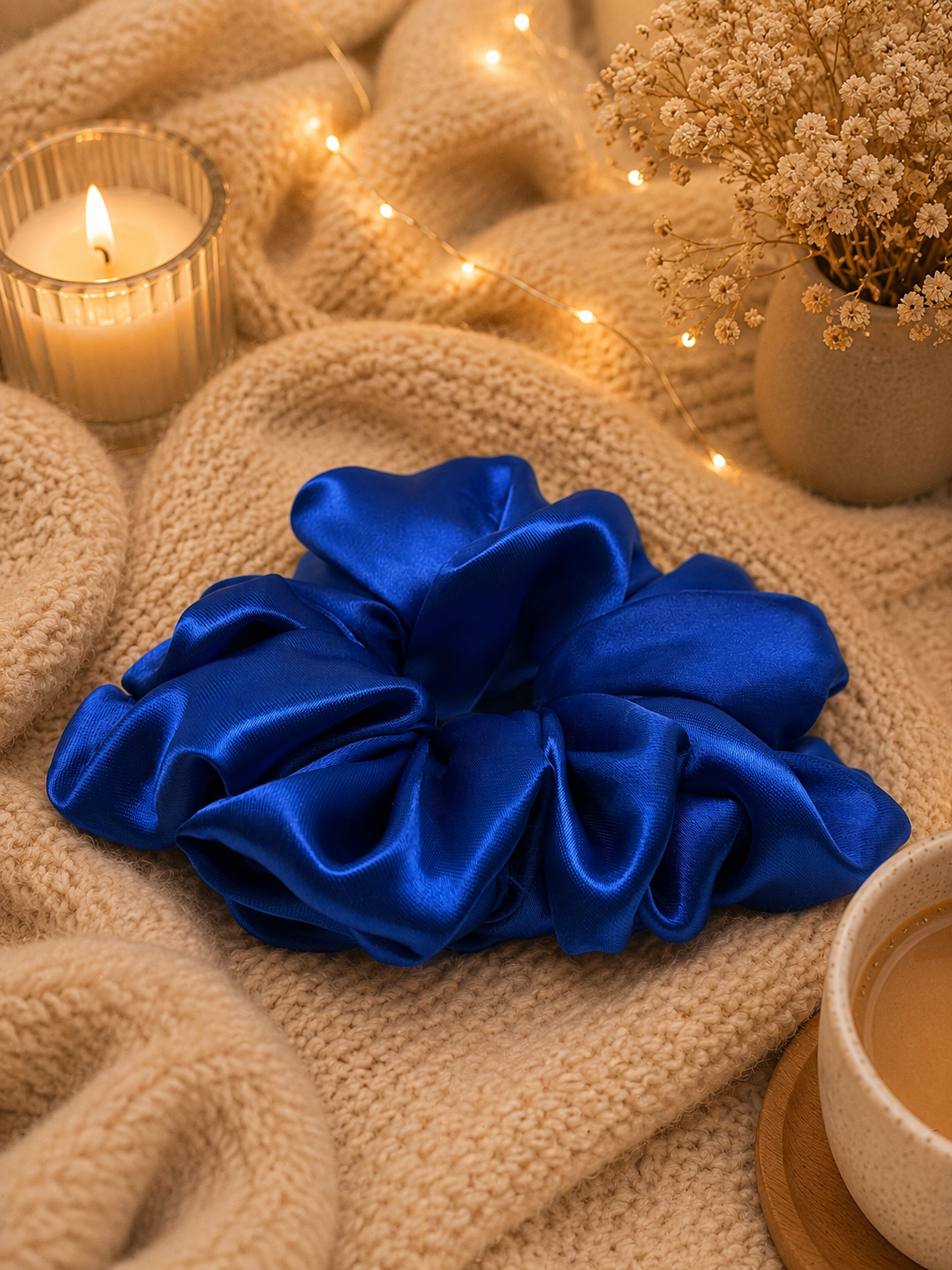 Dark Blue Satin XXL Scrunchie