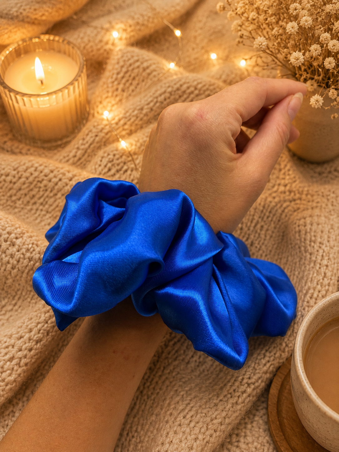 Dark Blue Satin XXL Scrunchie