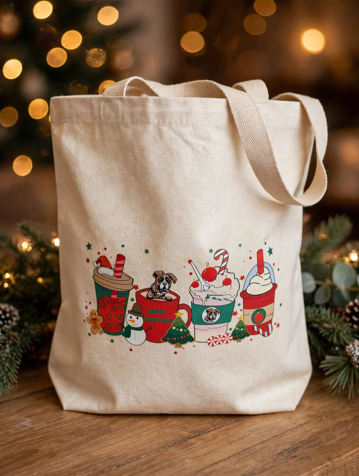 Christmas Canvas Tote Bag Organic Cotton