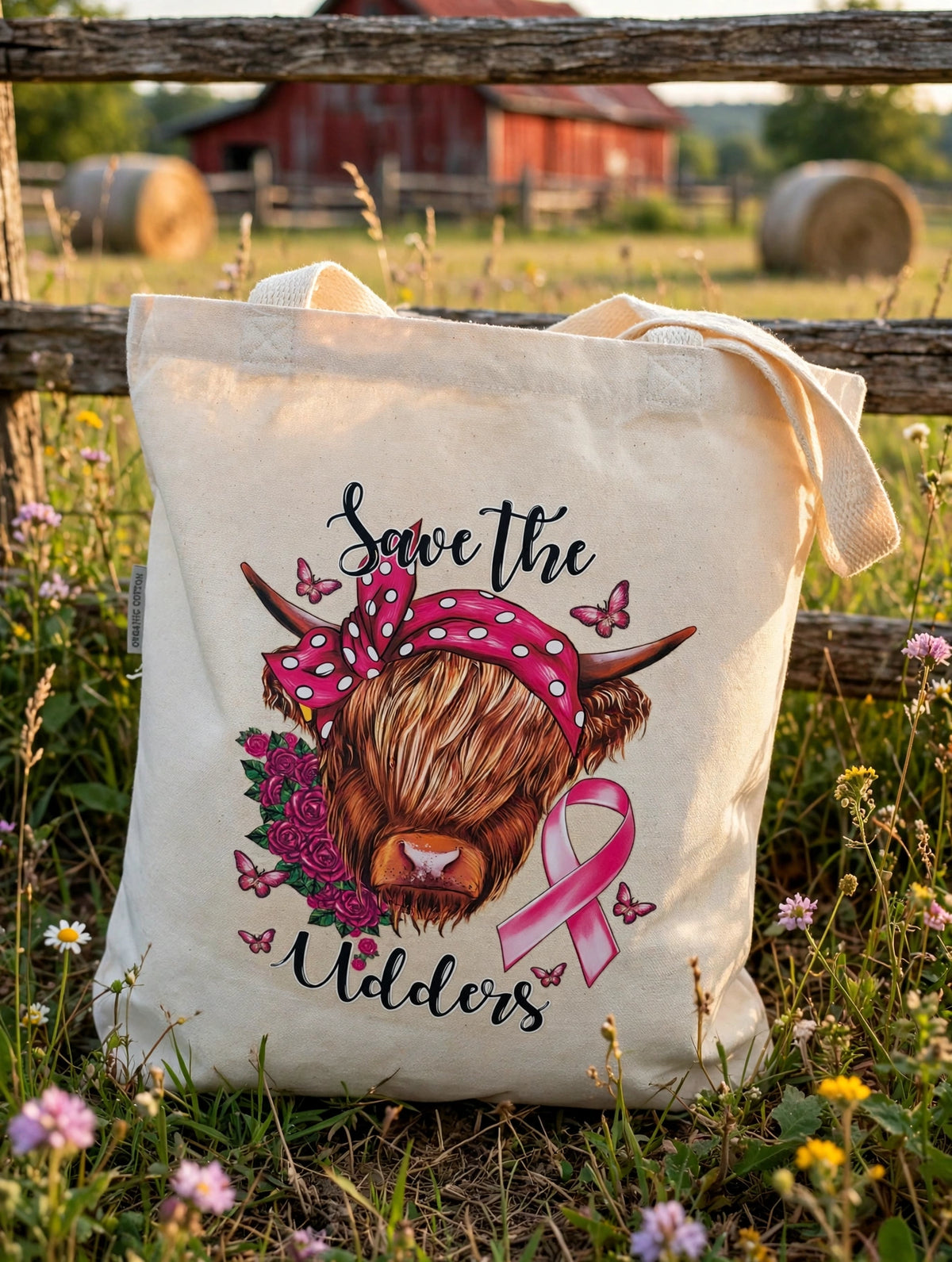 Cow Canvas Tote Bag Organic Cotton