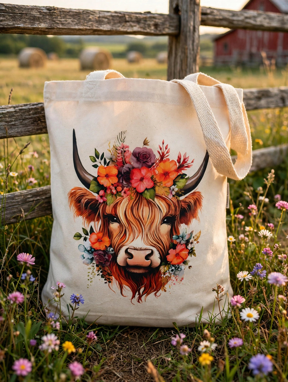 Cow Canvas Tote Bag Organic Cotton