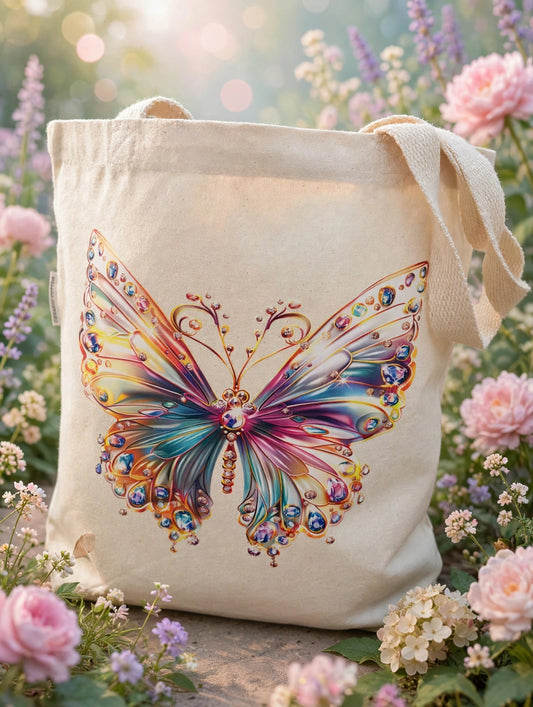Butterfly Canvas Tote Bag Organic Cotton