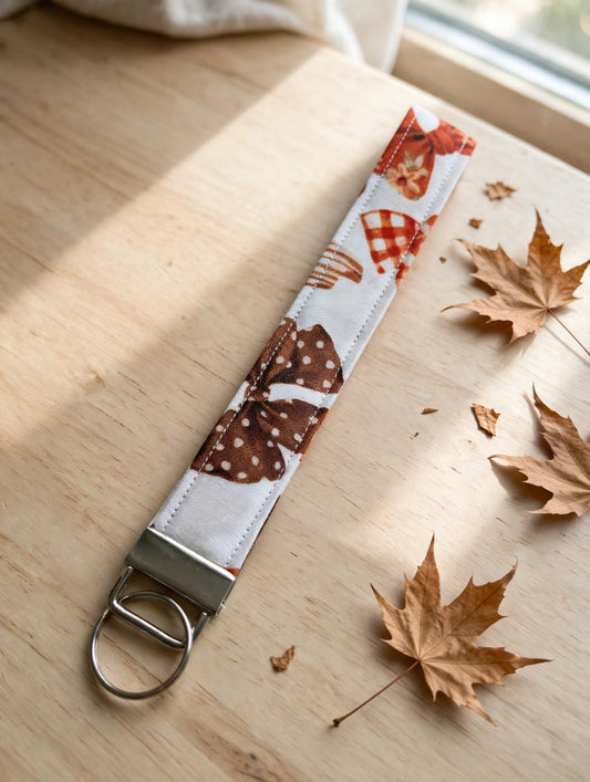 Fall Bow Keychain Wristlet