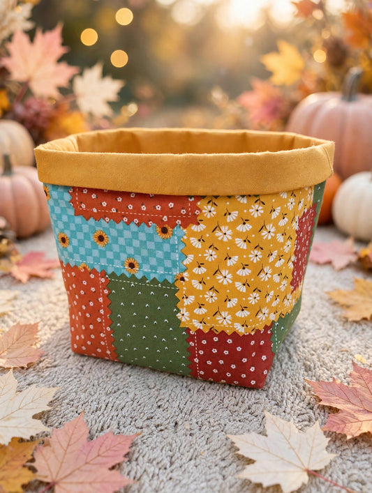 Fall Patchwork Fabric Basket