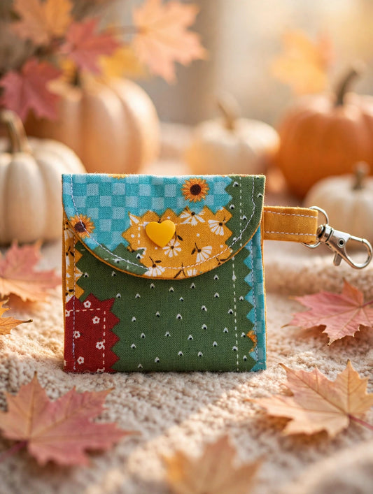Fall Patchwork Earbud Case – Fabric AirPods Case with Clip