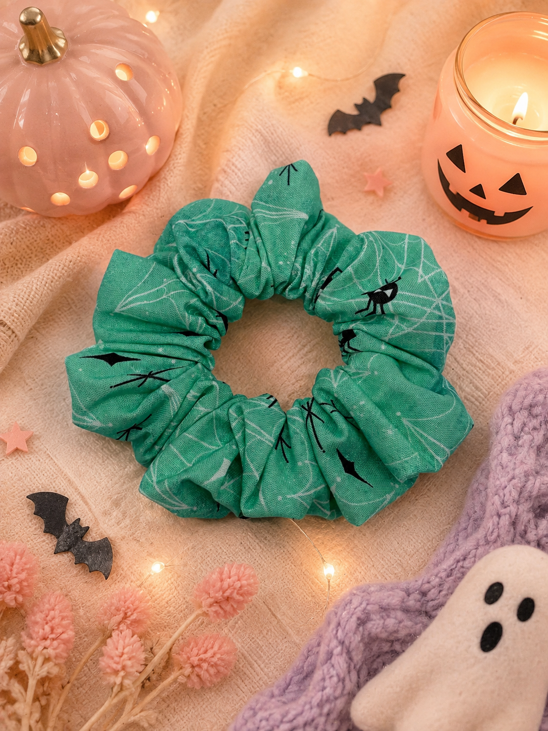 Halloween Turquoise Scrunchie