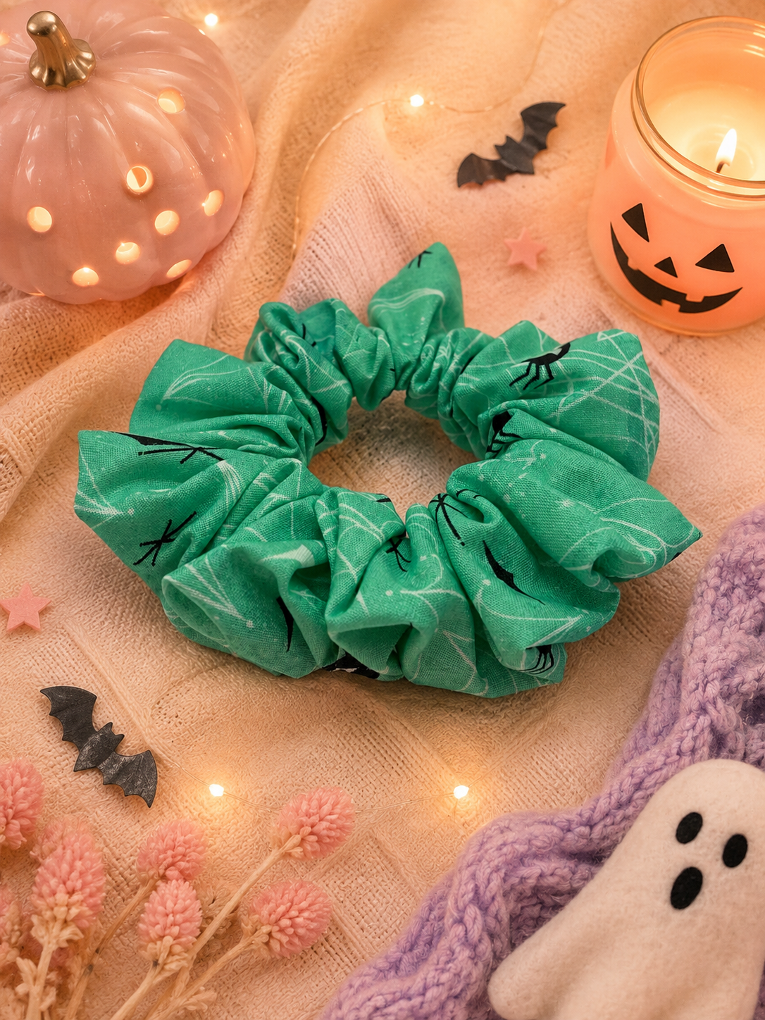 Halloween Turquoise Scrunchie