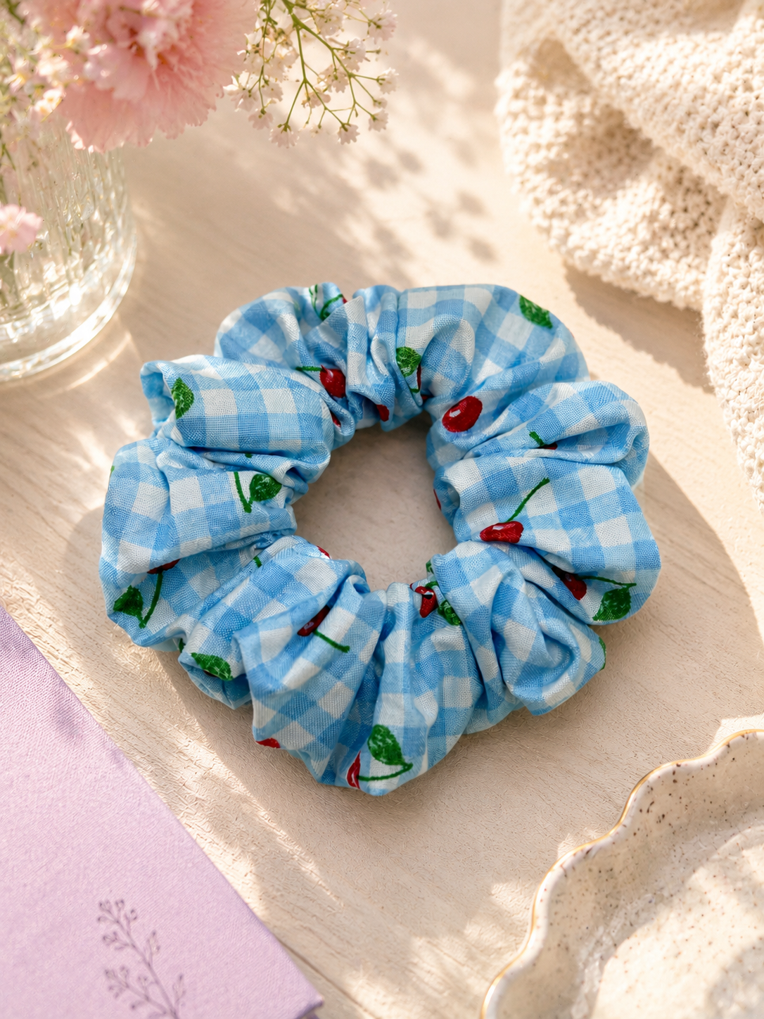 Cherries Gingham Scrunchie