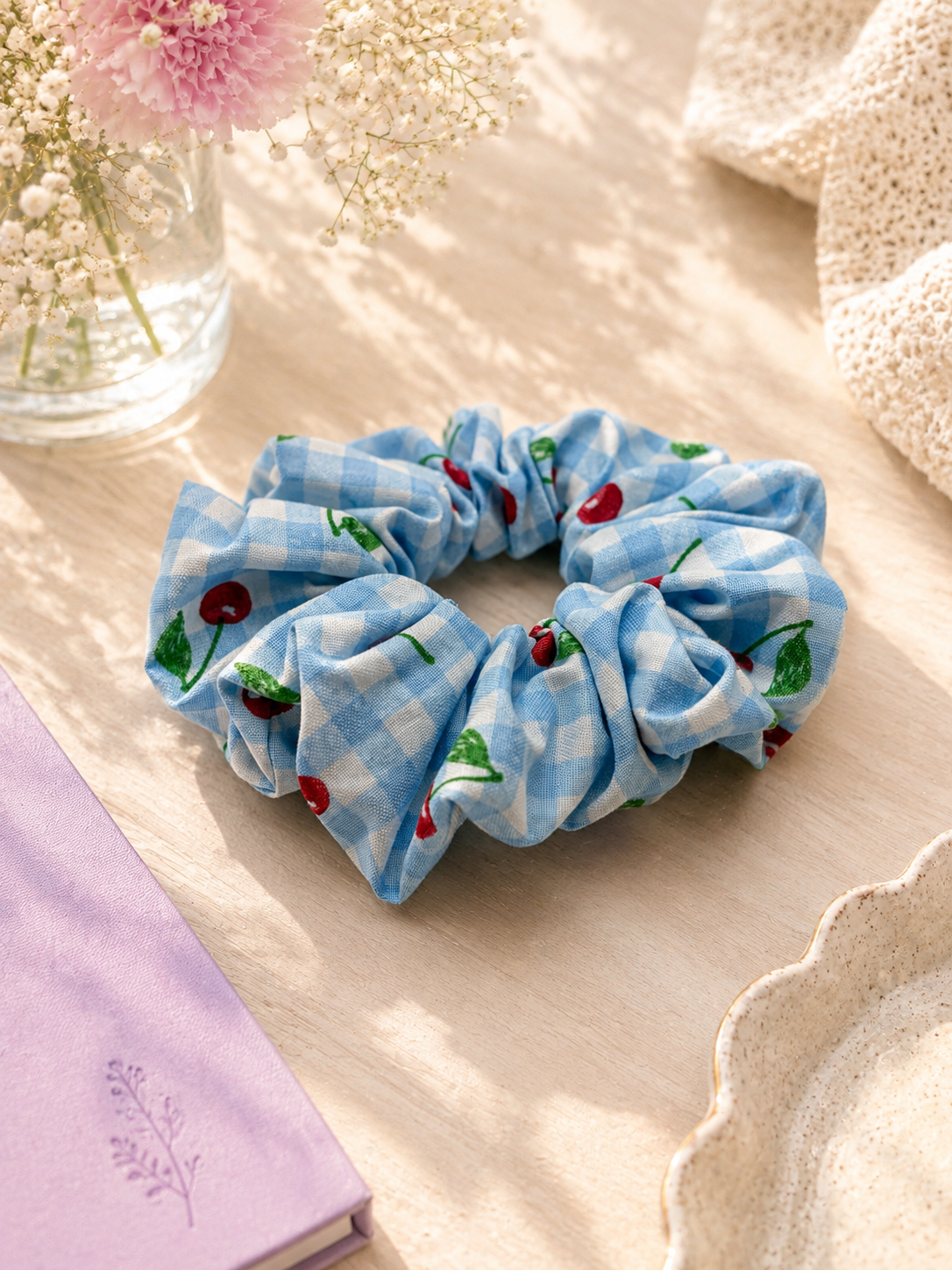 Cherries Gingham Scrunchie