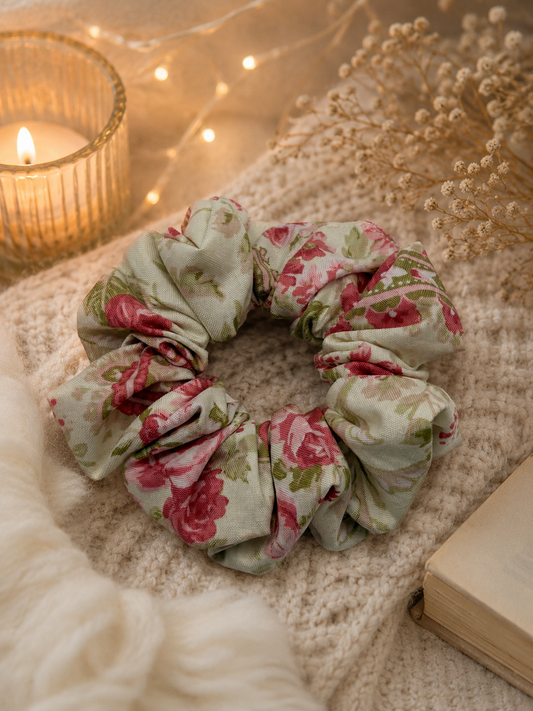 Romantic Floral and Paisley Print Scrunchie