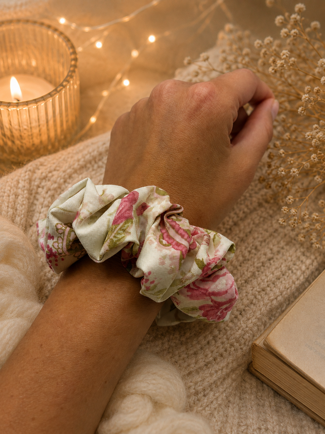 Romantic Floral and Paisley Print Scrunchie