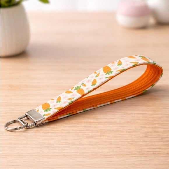 Carrot Print Fabric Keychain Wristlet