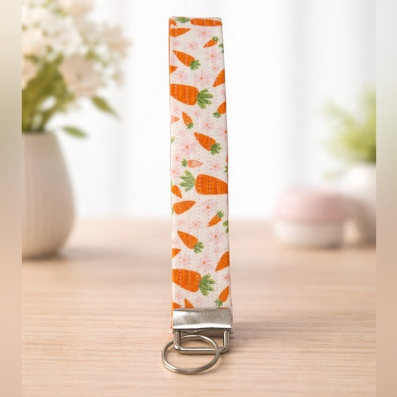 Carrot Print Fabric Keychain Wristlet