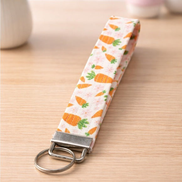Carrot Print Fabric Keychain Wristlet