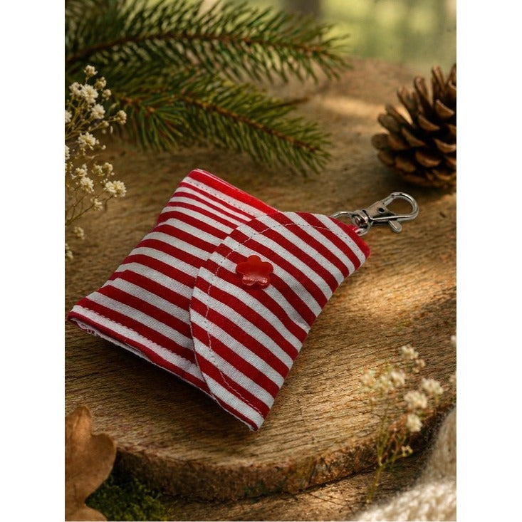 Red & White Striped Earbud Case