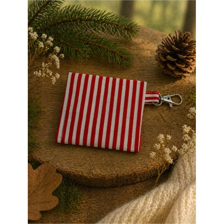 Red & White Striped Earbud Case