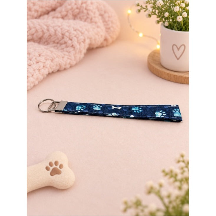 Dog Lover Blue Keychain Wristlet