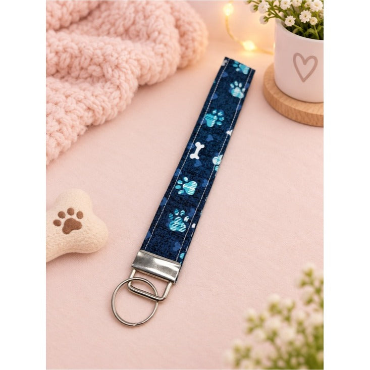 Dog Lover Blue Keychain Wristlet