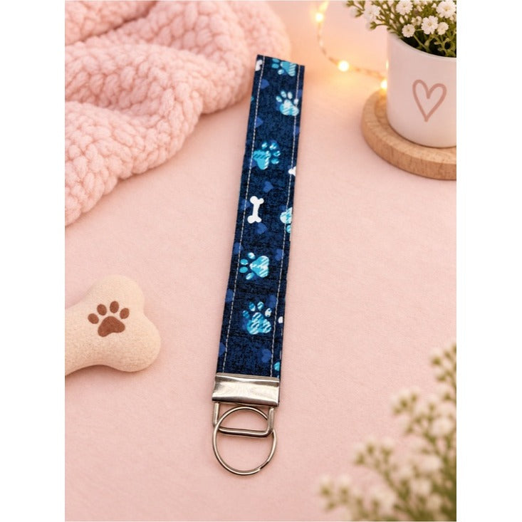 Dog Lover Blue Keychain Wristlet