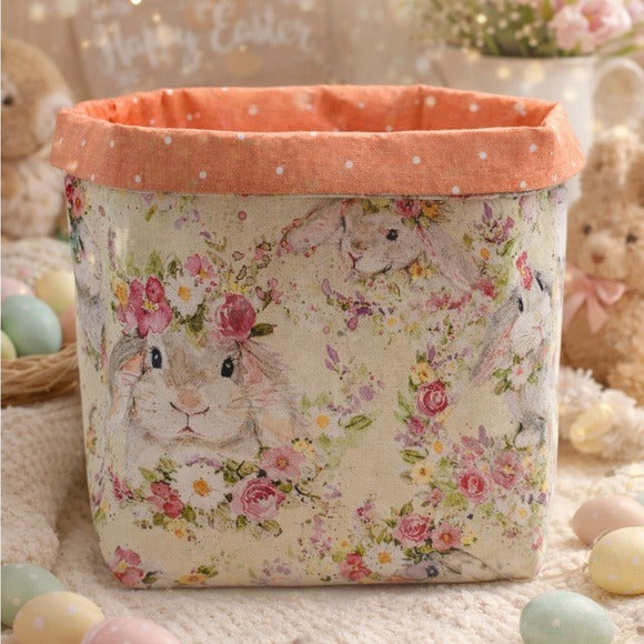Floral Bunny Fabric Storage Basket