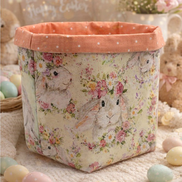 Floral Bunny Fabric Storage Basket