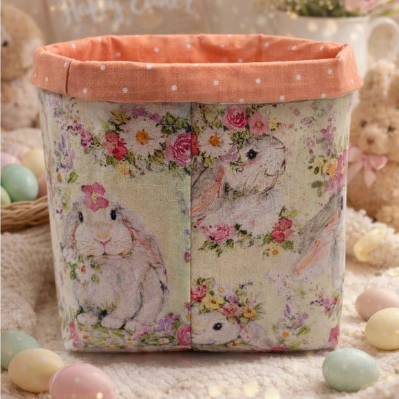 Floral Bunny Fabric Storage Basket