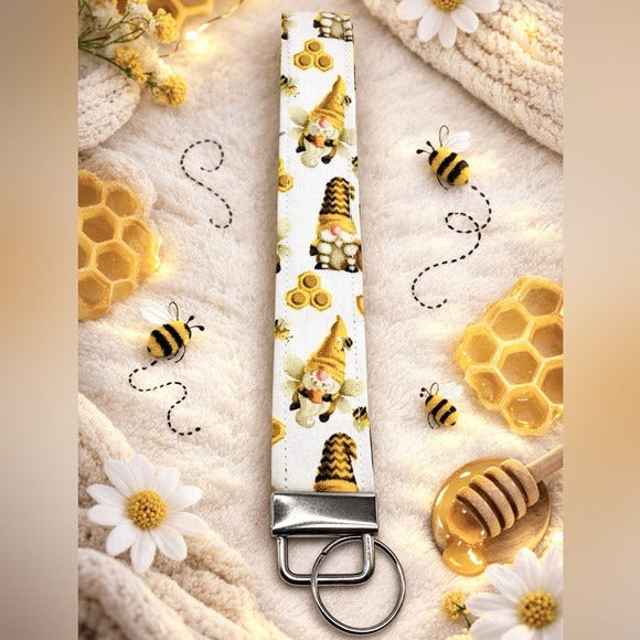 Bee Gnome Wristlet Keychain