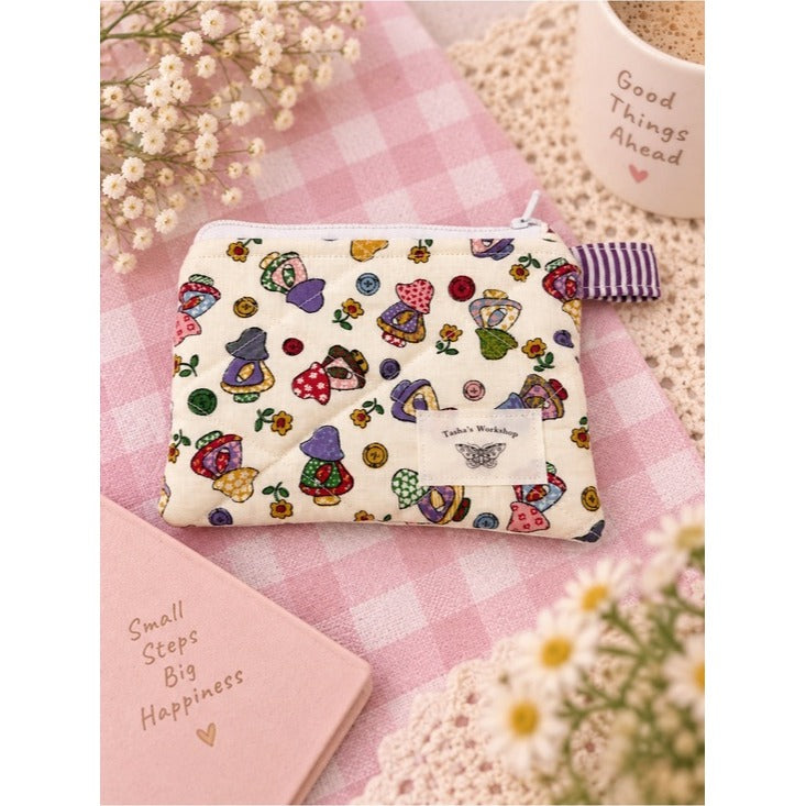 Lady Mushroom Quilted Keychain Wallet