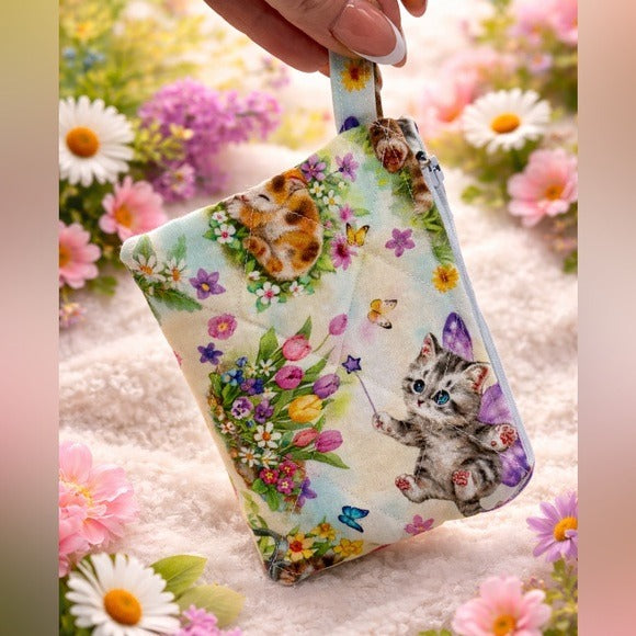 Spring Kitten Keychain Wallet
