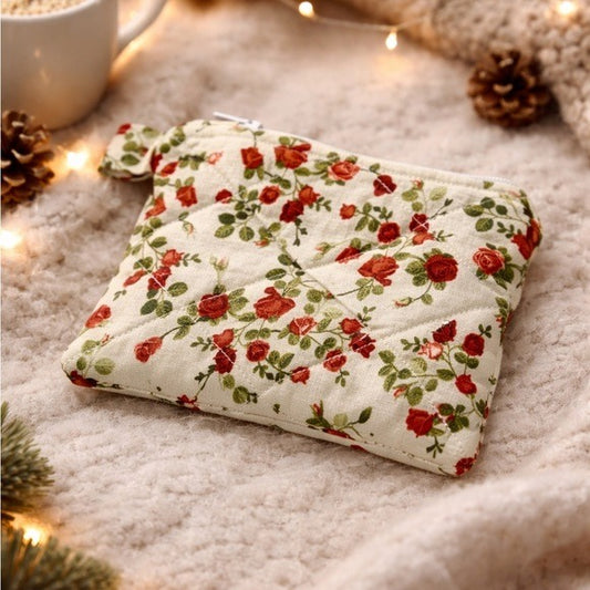 Rose Quilted Keychain Wallet