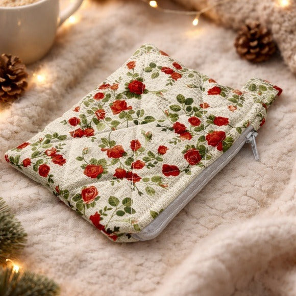 Rose Quilted Keychain Wallet