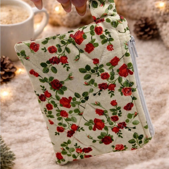 Rose Quilted Keychain Wallet