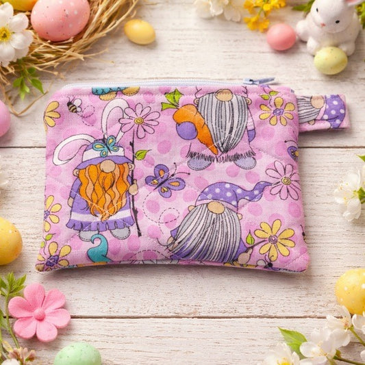Easter Gnome Quilted Keychain Wallet