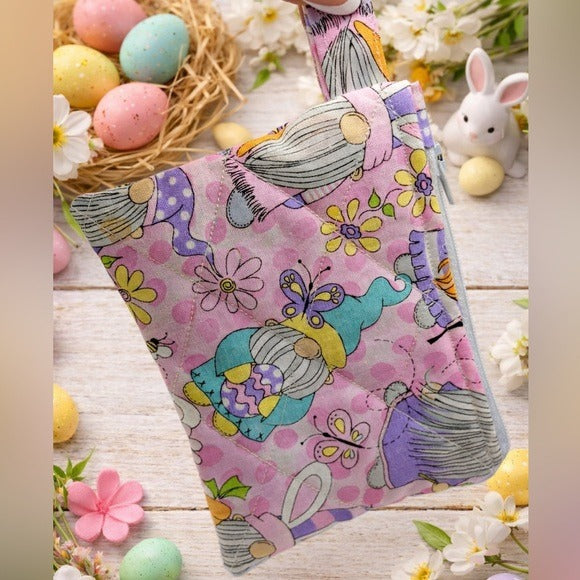 Easter Gnome Quilted Keychain Wallet