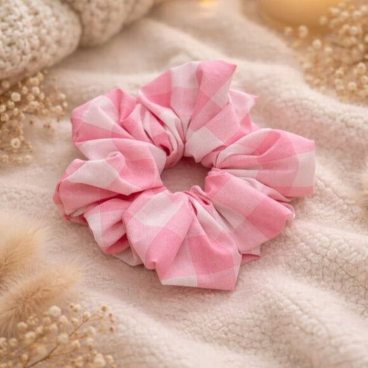 Pink Gingham Cotton XXL Scrunchie