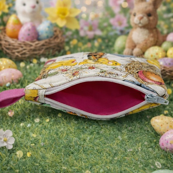 Easter Egg and Chick Quilted Keychain Wallet