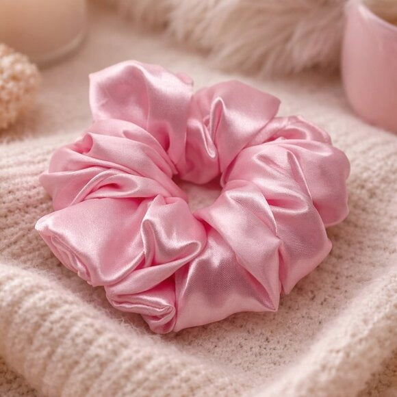 Pink Satin XXL Scrunchie