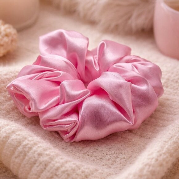 Pink Satin XXL Scrunchie