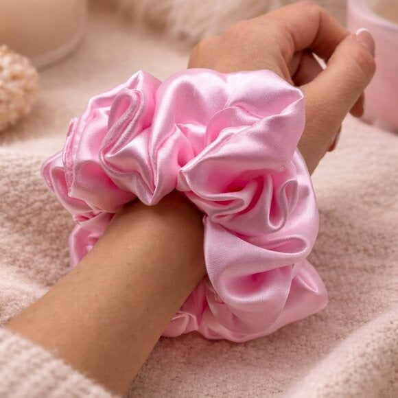 Pink Satin XXL Scrunchie