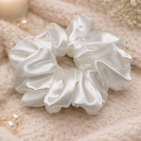 White Satin XXL Scrunchie
