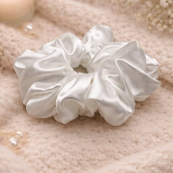 White Satin XXL Scrunchie